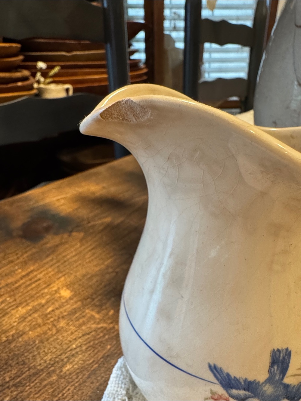 Vintage stained Wellsville China Bluebird Pitcher/Creamer - Picture 2 of 8